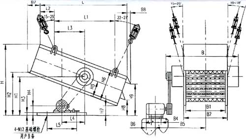 SZZ自定義中心振動篩安裝尺寸圖 SZZ自定義中心振動篩安裝尺寸圖